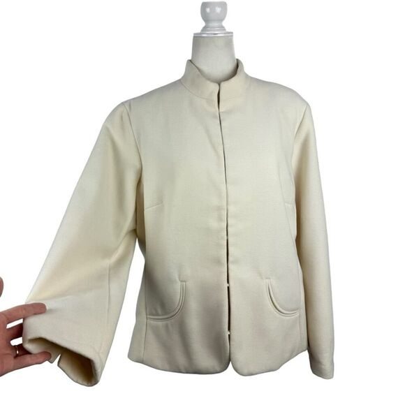 Chicos Mandarin Collar Blazer Jacket Size XL 16 Off White Lined Career Job - Picture 4 of 13